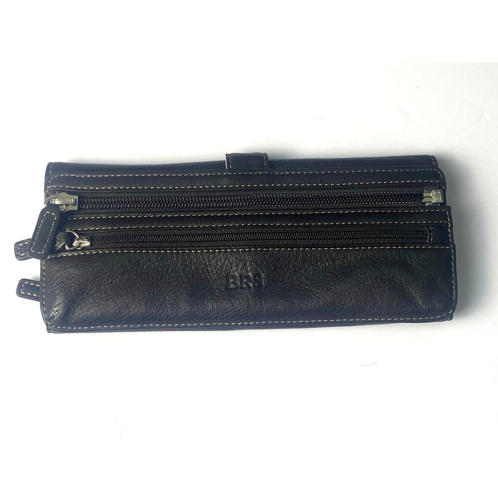 Levenger Brown Leather Cord Jewelry Roll Up Monogrammed Holder Snap Closure
